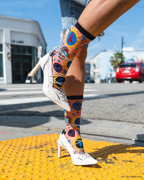 Supergirl Silhouette Shimmer Sheer Crew Sock