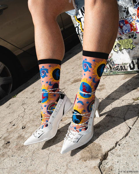 Supergirl Silhouette Shimmer Sheer Crew Sock