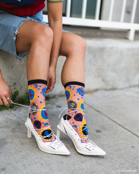 Supergirl Silhouette Shimmer Sheer Crew Sock