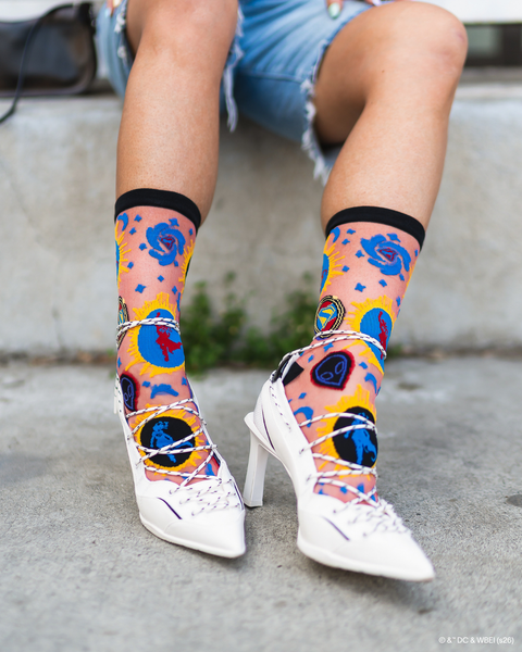 Supergirl Silhouette Shimmer Sheer Crew Sock