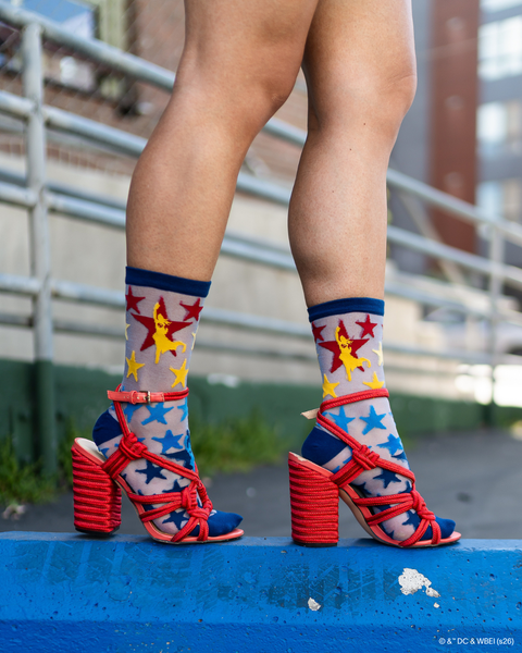 Supergirl Star Shimmer Sheer Crew Socks
