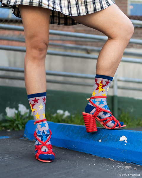 Supergirl Star Shimmer Sheer Crew Socks