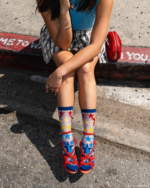 Supergirl Star Shimmer Sheer Crew Socks