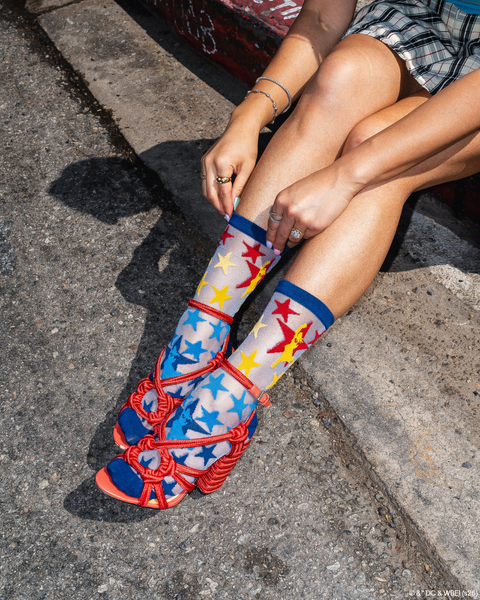 Supergirl Star Shimmer Sheer Crew Socks