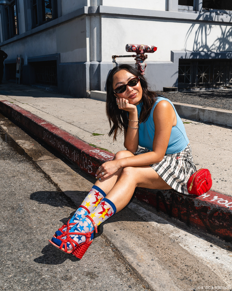 Supergirl Star Shimmer Sheer Crew Socks