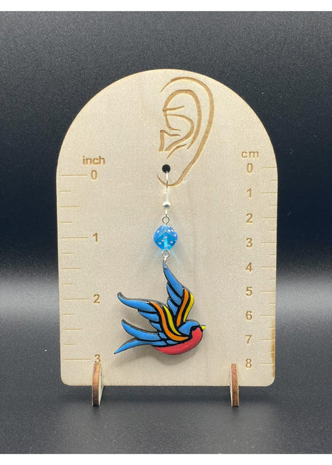 Tattoo Love Painted Swallow Earrings