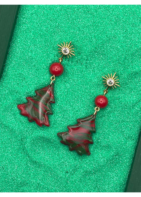 Swirl Holiday Tree Earrings