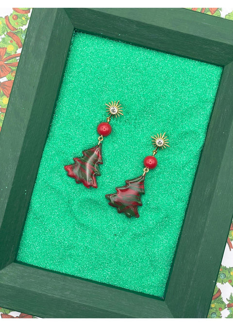 Swirl Holiday Tree Earrings