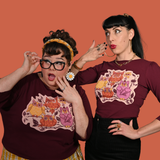Wacky Owls 3/4 Sleeve Tee in Black Plum