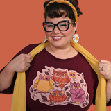 Wacky Owls 3/4 Sleeve Tee in Black Plum