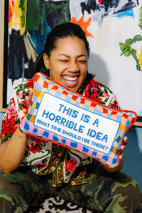 Needlepoint Pillow - What Time Should I Be There