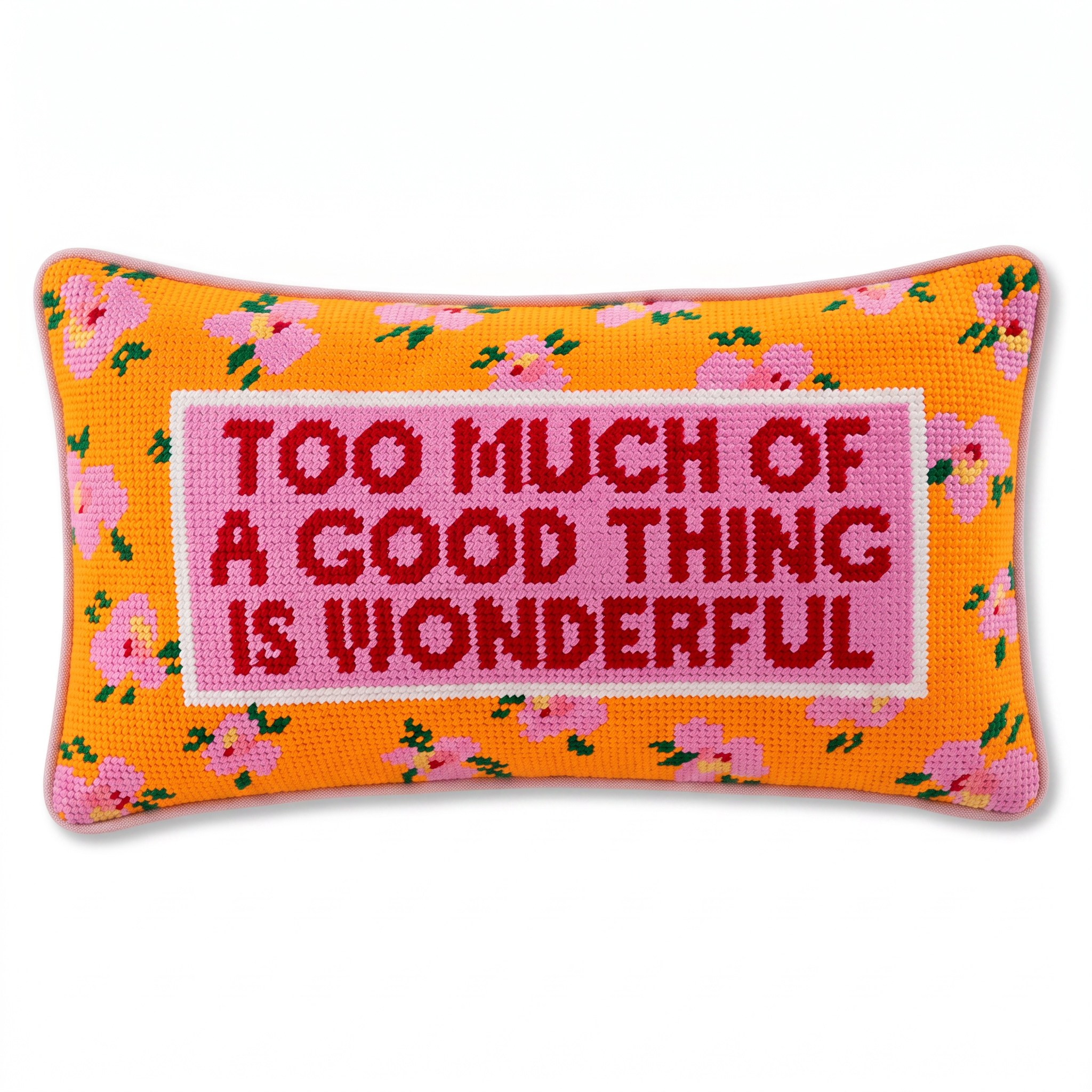 Needlepoint Pillow - Too Much of a Good Thing is Wonderful