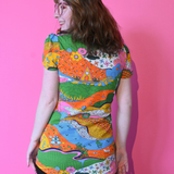 Landscape Tulip Sleeve Tee in Rainbow Farm