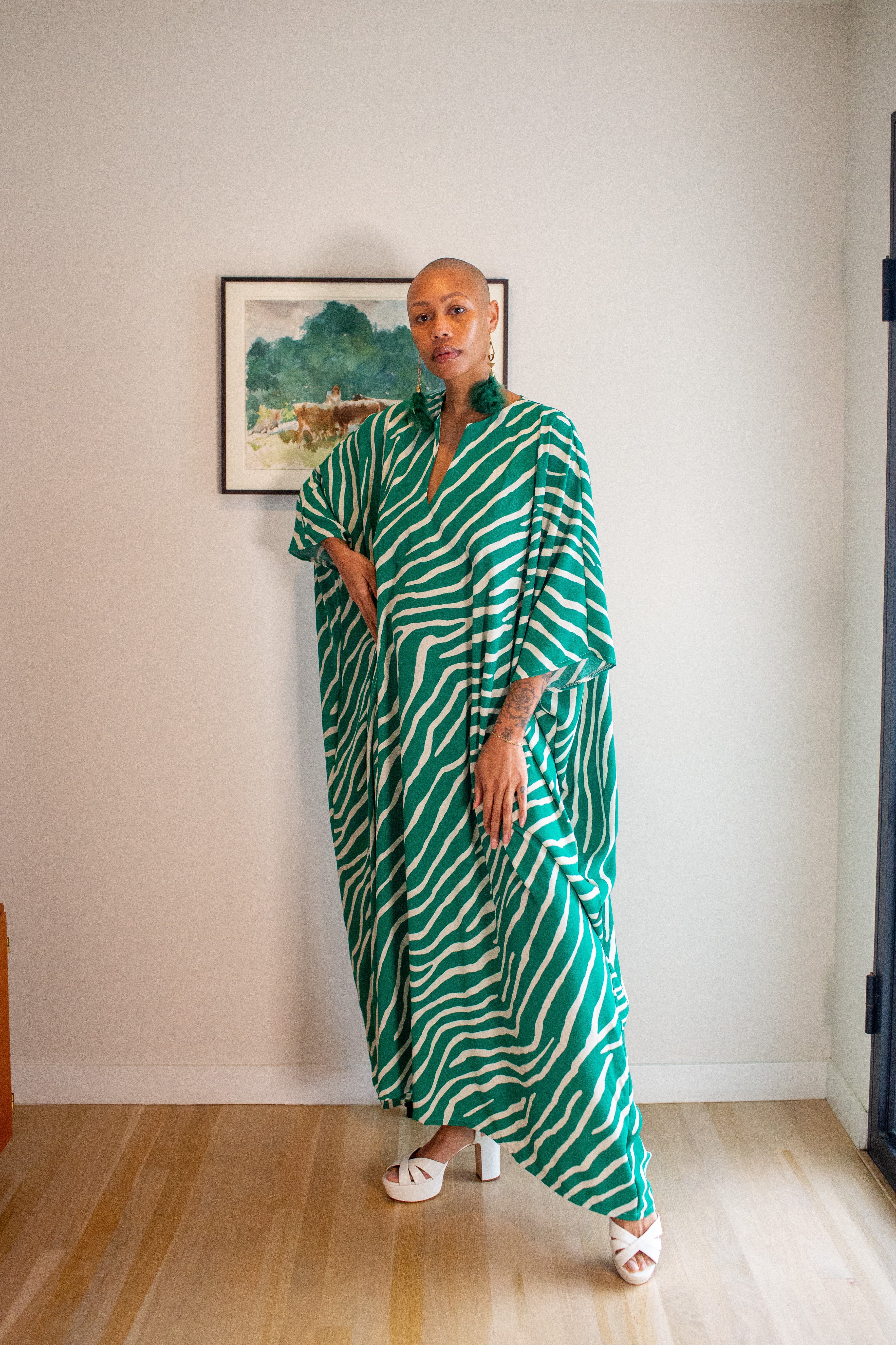 Talitha Cinched Waist Caftan In Jungle Jewel