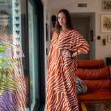 Talitha Cinched Waist Caftan In Jungle Spice
