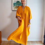 Talitha Cinched Waist Caftan in Saffron Sands