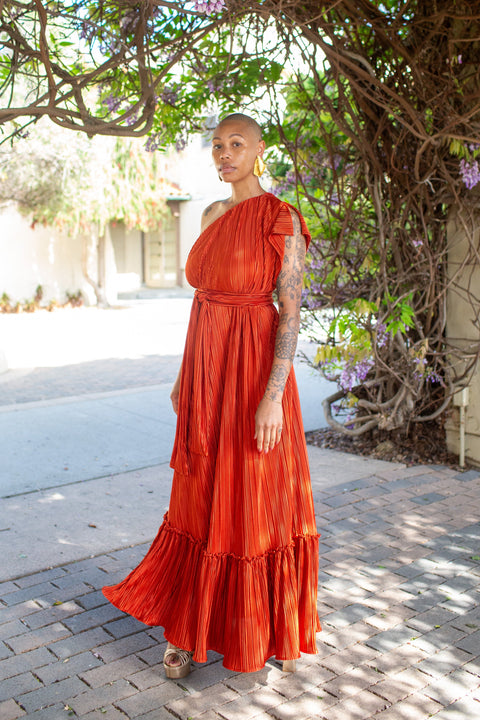 Tatjana One-Shoulder Maxi Dress in Solar Flare