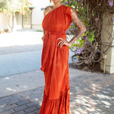 Tatjana One-Shoulder Maxi Dress in Solar Flare