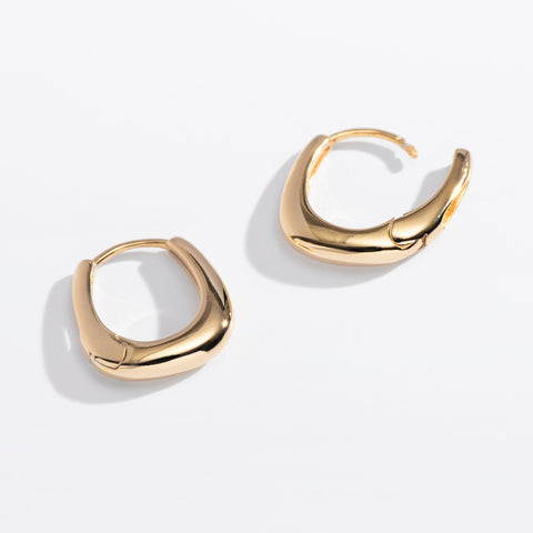 Teardrop Huggie Hoops Sterling Silver Earrings