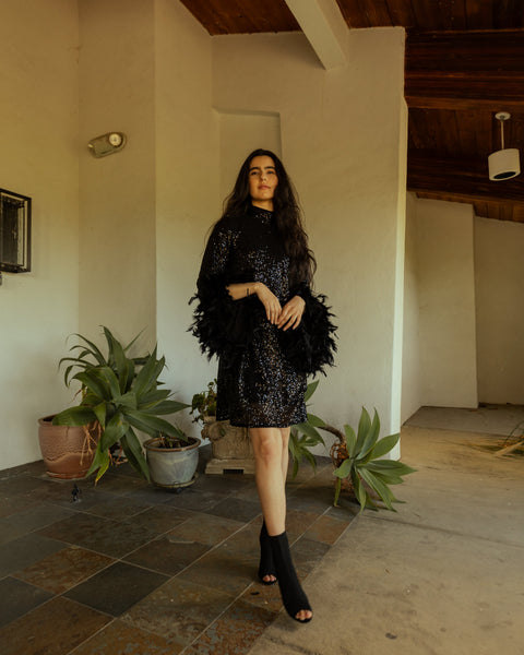 Time Warp Sequin Mod Mini in Frankie Black
