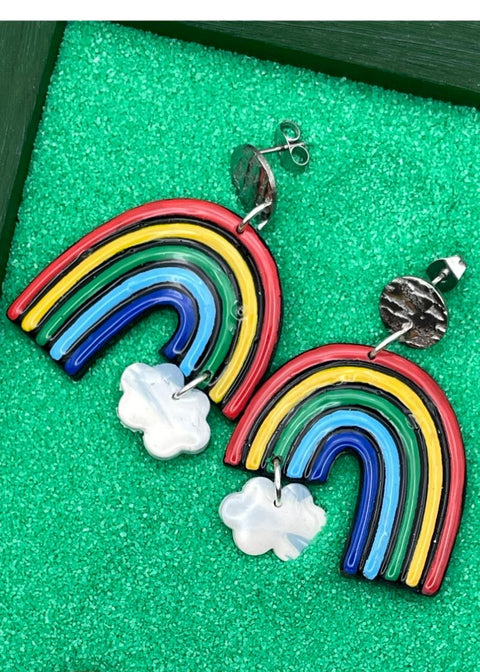 Rainbow and Dangly Cloud Earrings