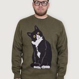 Unisex 100% Cotton Knit Sweater - Tuxedo Cat