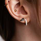 Two Tone Enamel Huggie Hoop Earrings- Black/White or Red/Pink