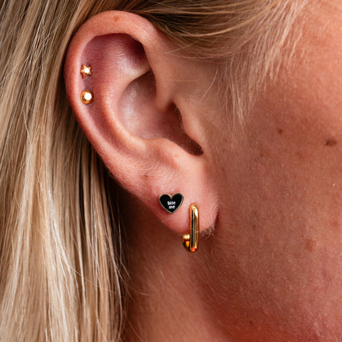 U-Shaped Huggie Hoops Sterling Silver Earrings