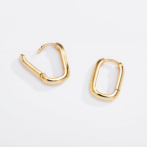 U-Shaped Huggie Hoops Sterling Silver Earrings