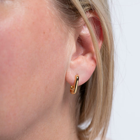 U-Shaped Huggie Hoops Sterling Silver Earrings