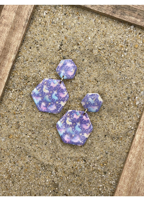 Unicorn Printed Dangle Earrings