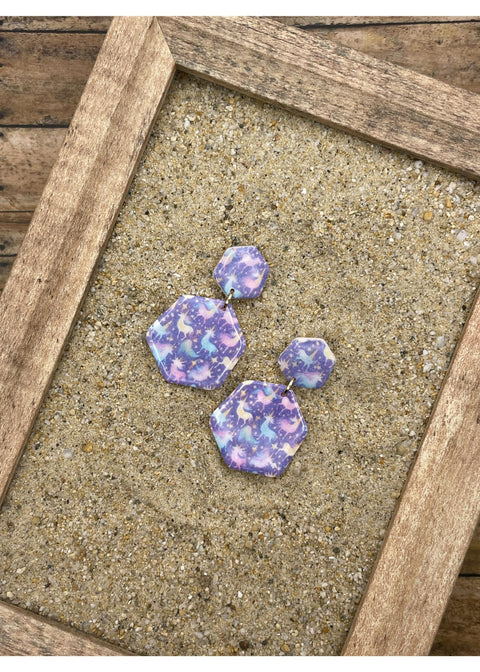 Unicorn Printed Dangle Earrings