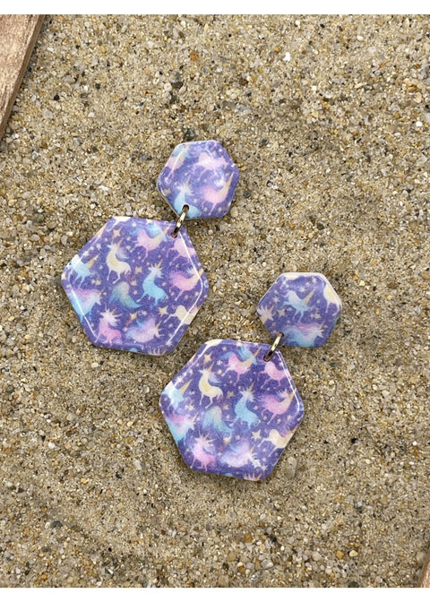 Unicorn Printed Dangle Earrings