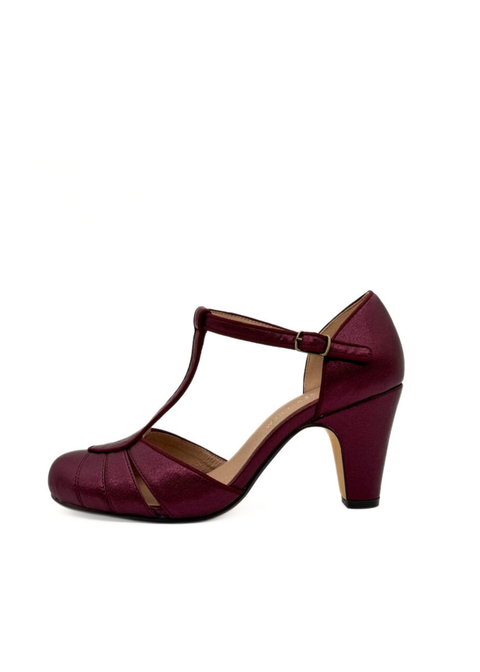 Mulberry Metallic T-Strap Heels