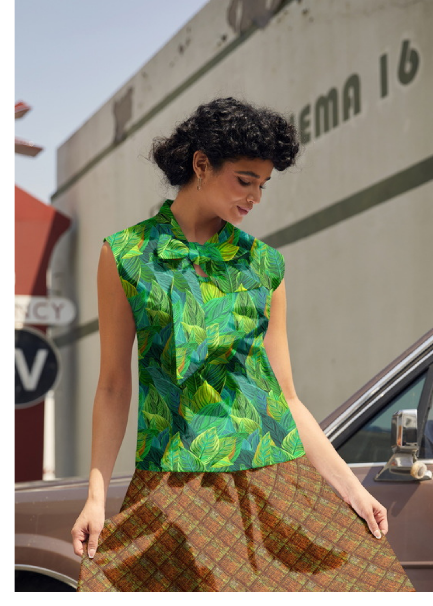 Modcloth Print Vintage Style Bow Top in Leaves Print – ModCloth