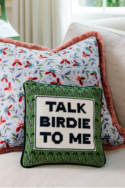 Needlepoint Pillow - Talk Birdie To Me
