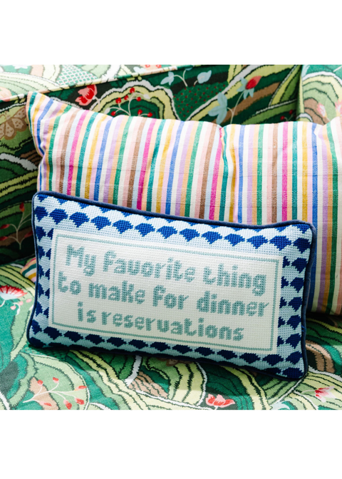 Needlepoint Pillow - My Favorite Thing to Make for Dinner is..