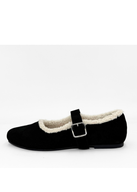 Elka Shearling-Lined Mary Jane Flats