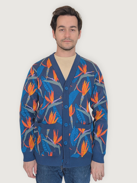 Unisex Bird of Paradise Strelitzia Cardigan