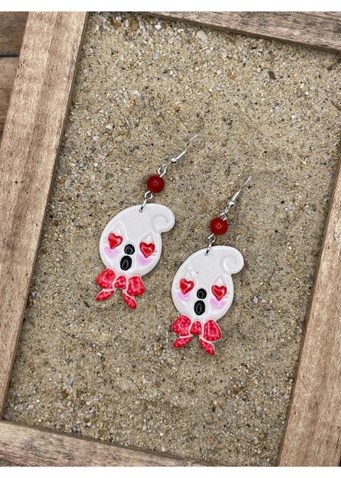Retro Valentine Ghost Dangle Earrings