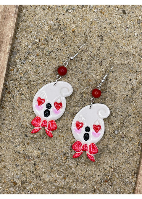 Retro Valentine Ghost Dangle Earrings