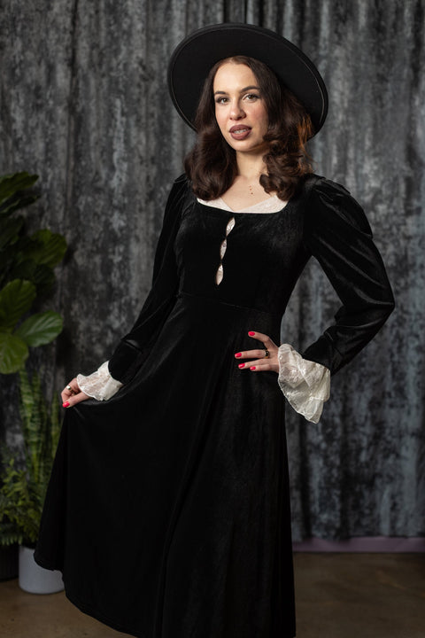 CORA - Velvet Mourning Midi Dress