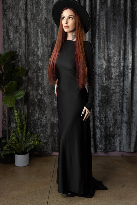 HELENA - Open Back Maxi Dress with Train