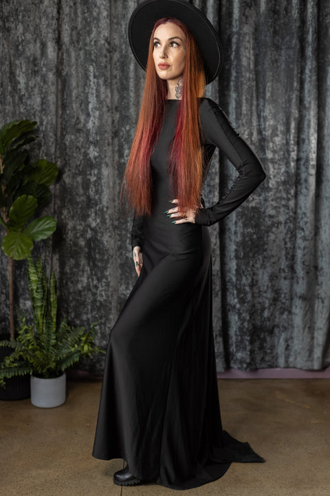 HELENA - Open Back Maxi Dress with Train