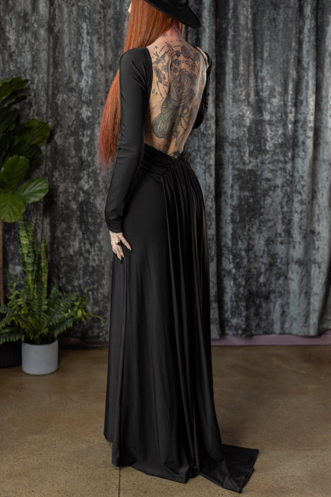 HELENA - Open Back Maxi Dress with Train