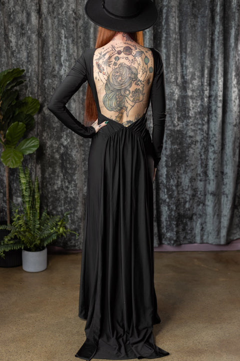 HELENA - Open Back Maxi Dress with Train