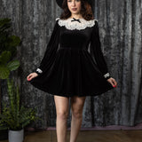 ELORA - Velvet Mini Dress with Collar