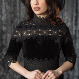 ELOWYN - Velvet and Lace Tiered Maxi Dress
