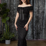 WILHELMINA - Off the Shoulder Lace Ruffle Dress
