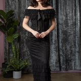 WILHELMINA - Off the Shoulder Lace Ruffle Dress